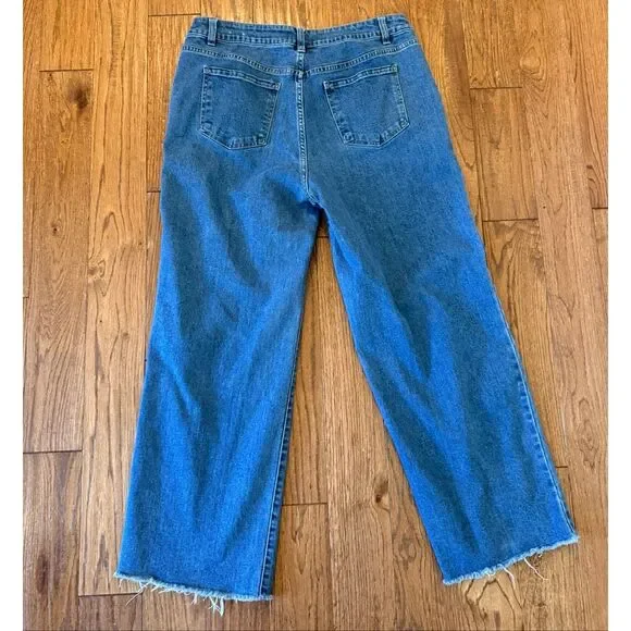 Rachel Zoe high rise wide leg trouser jeans raw hem 14 - Picture 6 of 6